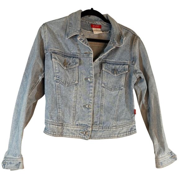 Esprit Denim Jacket Women Small Blue Long Sleeve Button Y2K Vintage Classic - Picture 1 of 8